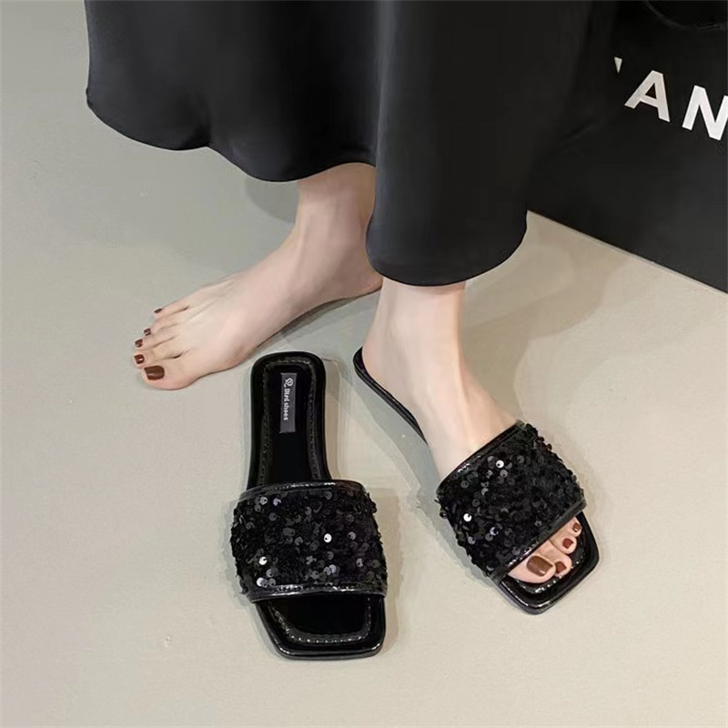 SOFT-SOLED PREMIUM SEQUINED FLAT SANDALS