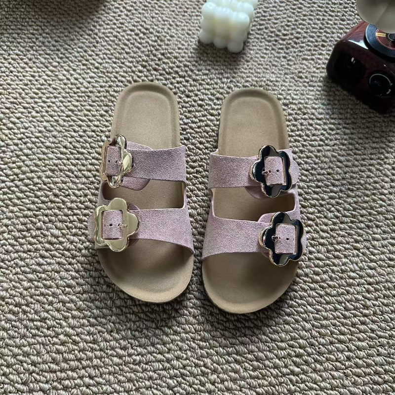 PETAL DOUBLE BUCKLE CORK SLIDES