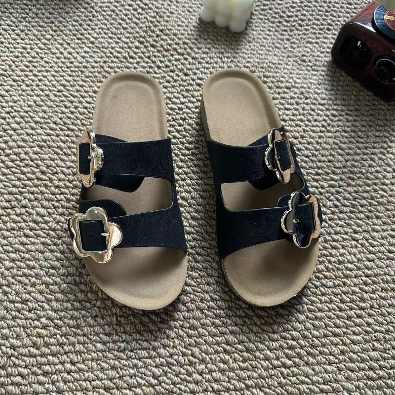  PETAL DOUBLE BUCKLE CORK SLIDES