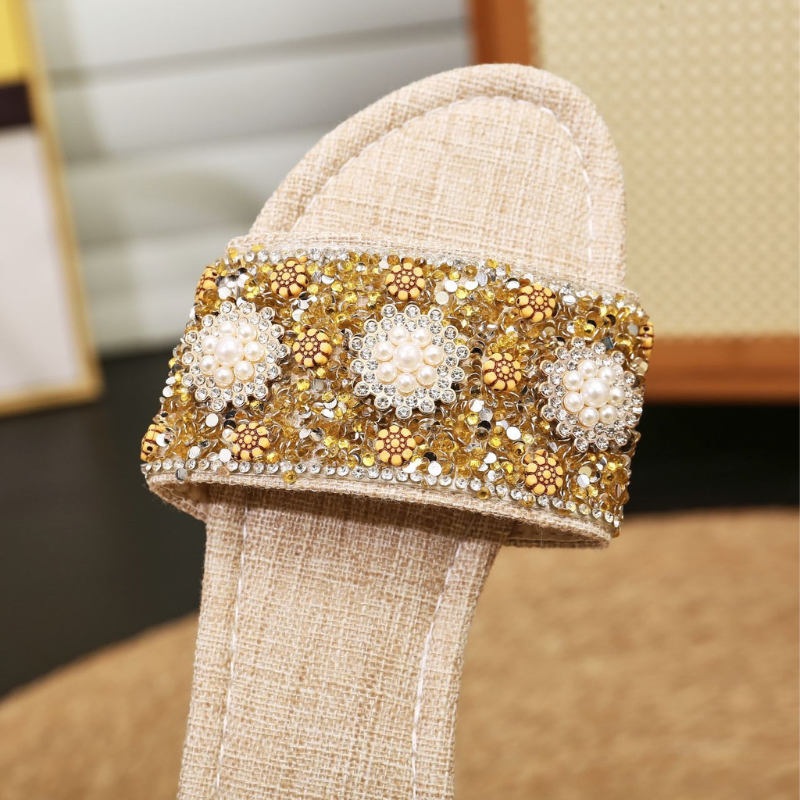 BEADED PEARL SLIP-ONS