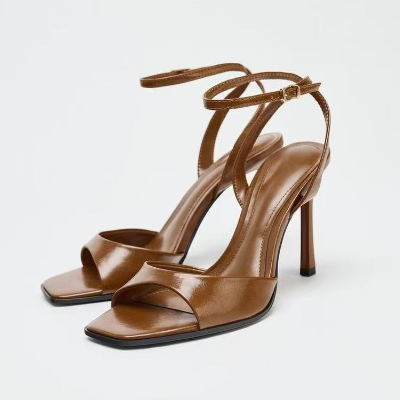 SQUARE-TOE STRAPPY HEELS