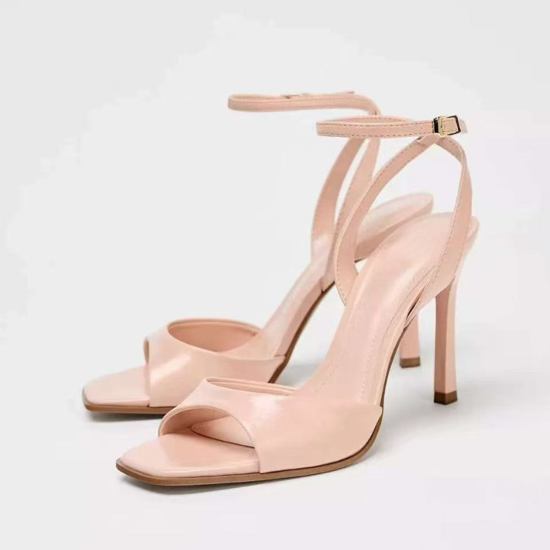 SQUARE-TOE STRAPPY HEELS