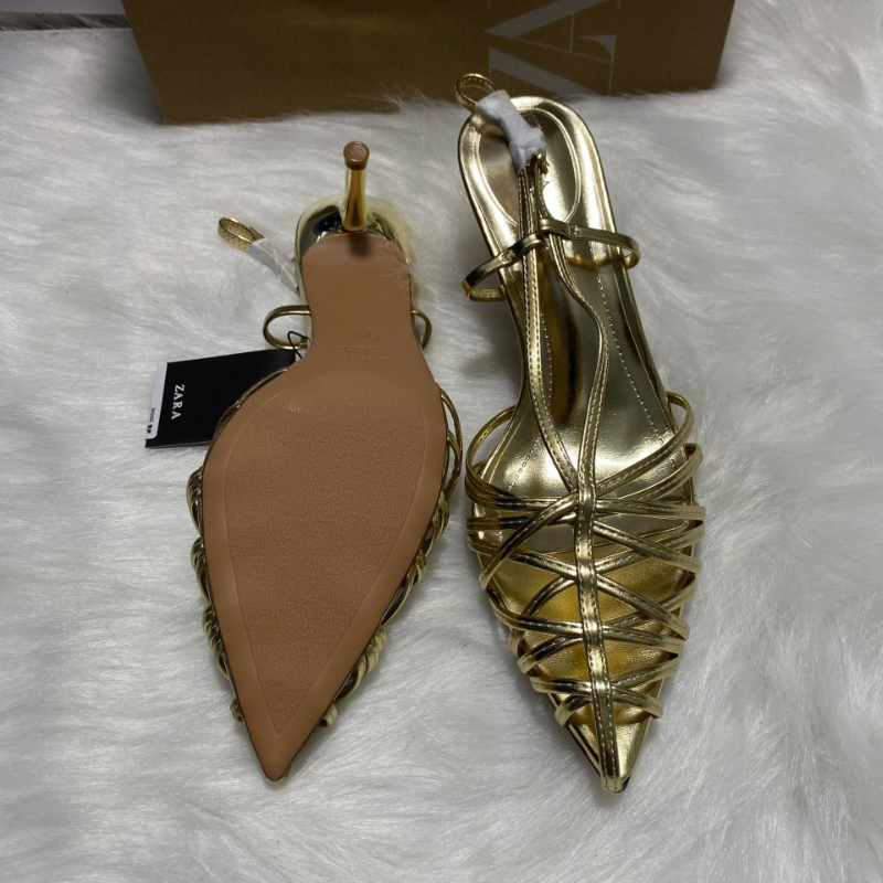 GLAMOROUS GOLD CAGE-DESIGN HEELS