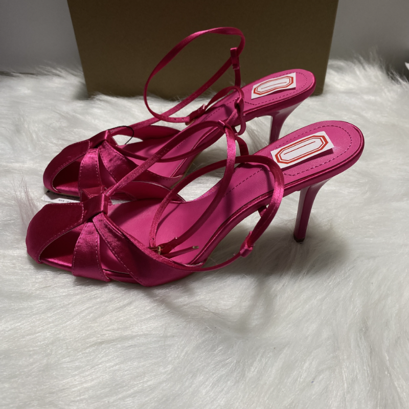 BOLD FUCHSIA SATIN STRAPPY HEELS