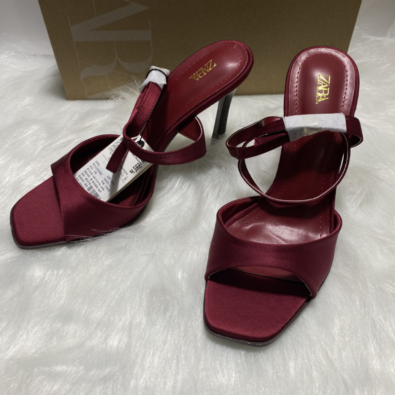 ELEGANT WINE RED SATIN HEELS