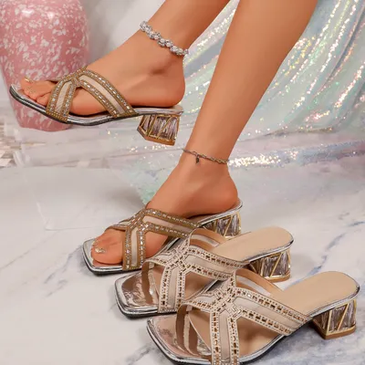 CROSS-BORDER RHINESTONE HIGH-HEELED