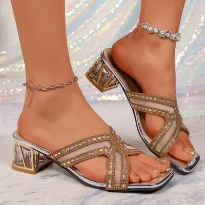 CROSS-BORDER RHINESTONE HIGH-HEELED