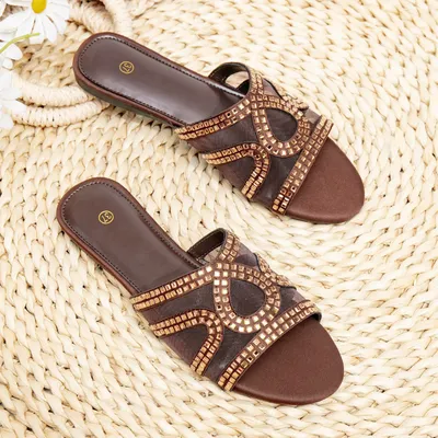 RHINESTONE MESH SLIDE