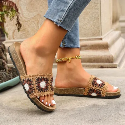BOHO CROCHET SLIDES