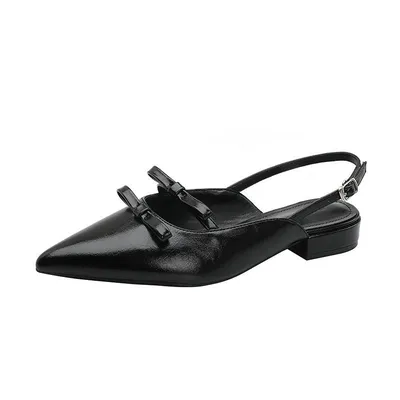 New French Bun Head Bow-Pointed Flat Shoes