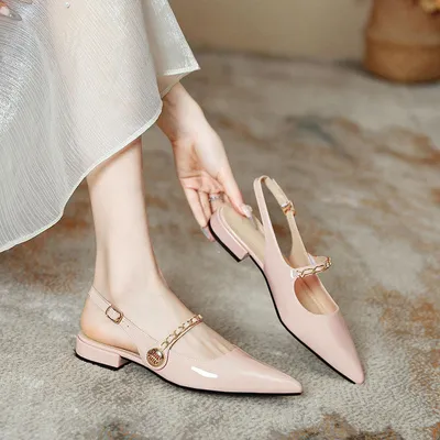 French Chain Light Mouth Design Sandals