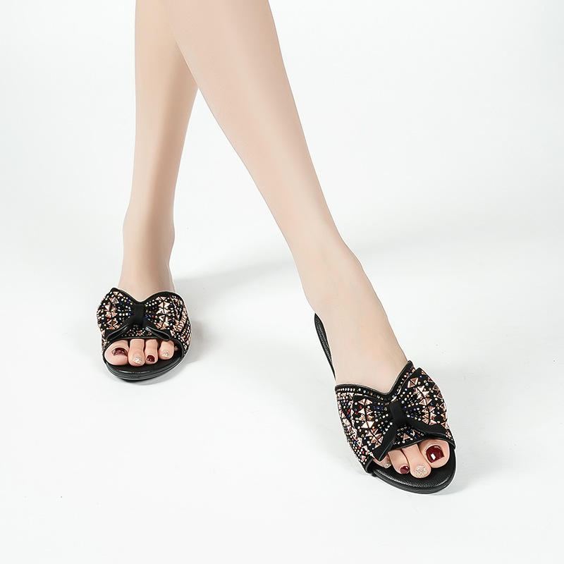 Summer Rhinestone Flat Sandals