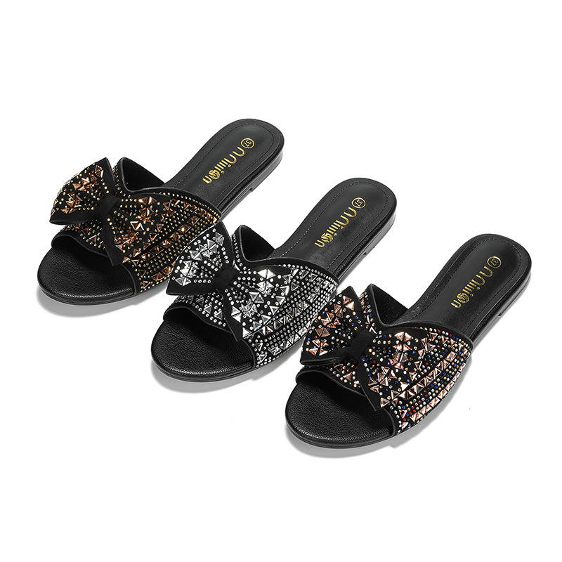 Summer Rhinestone Flat Sandals