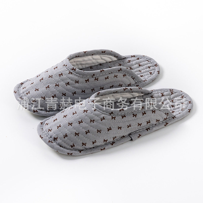 Soft Cotton Floor Slippers for Women – Washable, Silent, Closed-Toe Indoor Slippers