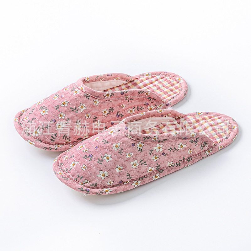 Soft Cotton Floor Slippers for Women – Washable, Silent, Closed-Toe Indoor Slippers