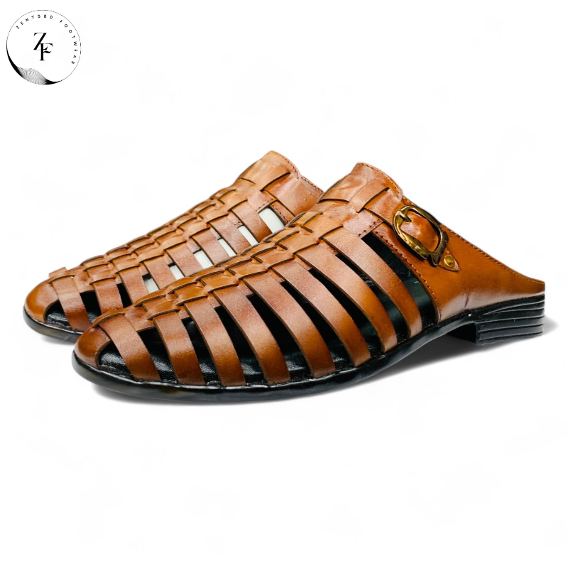 Men’s Premium Textured Leather Slip-On Formal Sandals