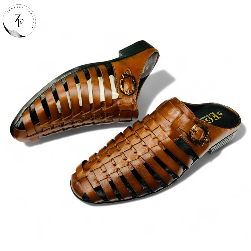 Men’s Premium Textured Leather Slip-On Formal Sandals