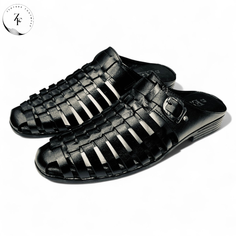 Men’s Premium Textured Leather Slip-On Formal Sandals