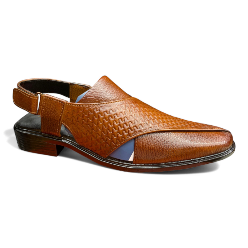 Men’s Premium Textured Leather Back-Strap Sandals