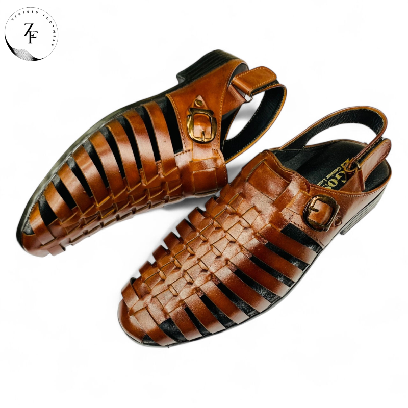 Geuine leather back-stap sandals 