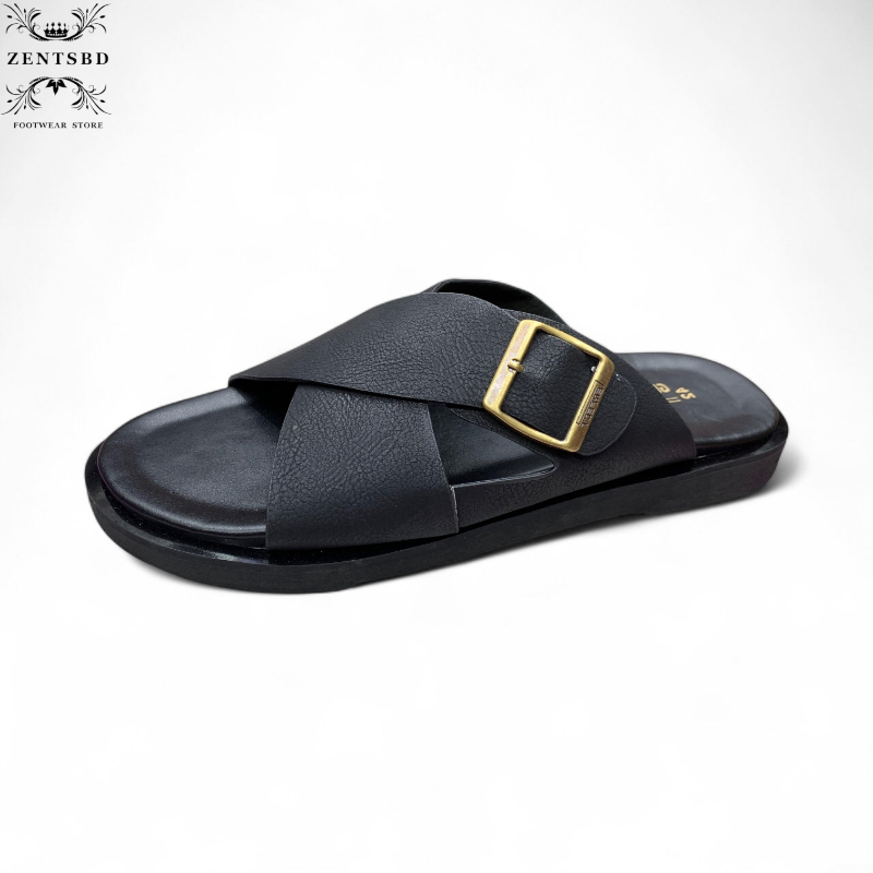 Cross Strap Buckle Slide Sandals