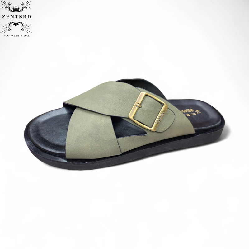 Cross Strap Buckle Slide Sandals
