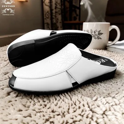 Men’s Premium White Leather half shoe