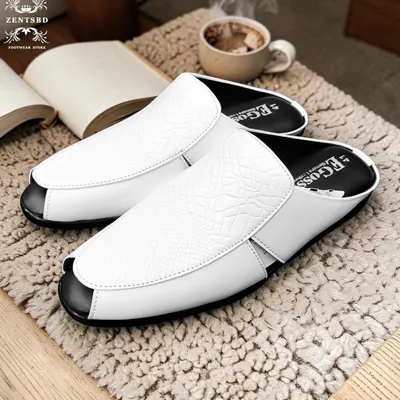 Men’s Premium White Leather half shoe