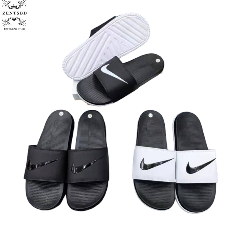 Nike Style Black & White Comfort Slide Sandals