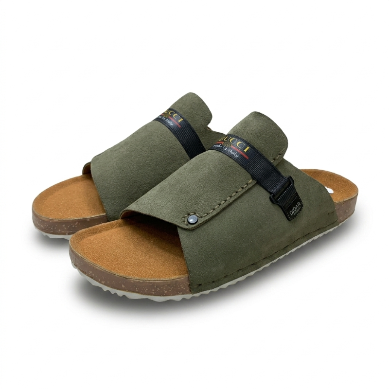 Black & Green  Comfort Slides