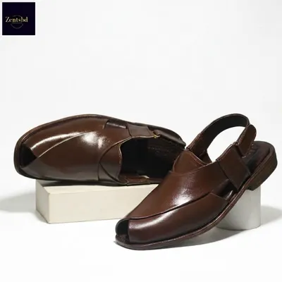 Genuine leather crafted Kabuli shoes