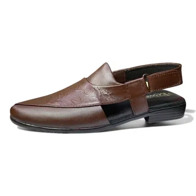 Genuine leather textured sandal
