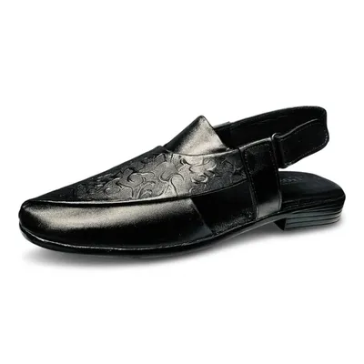 Genuine leather textured sandal