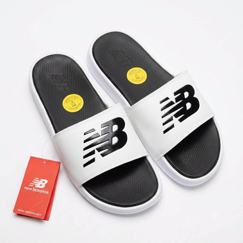 New Balance Inspired Premium Comfort Slides – White & Black