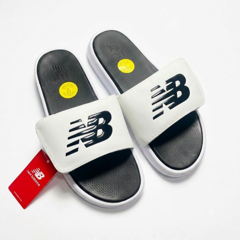 New Balance  Comfort Slides – White & Black