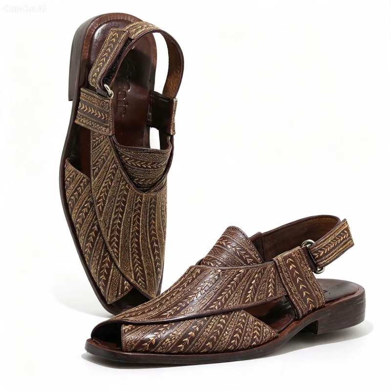 Traditional leather Handcrafted Kabuli sandals 