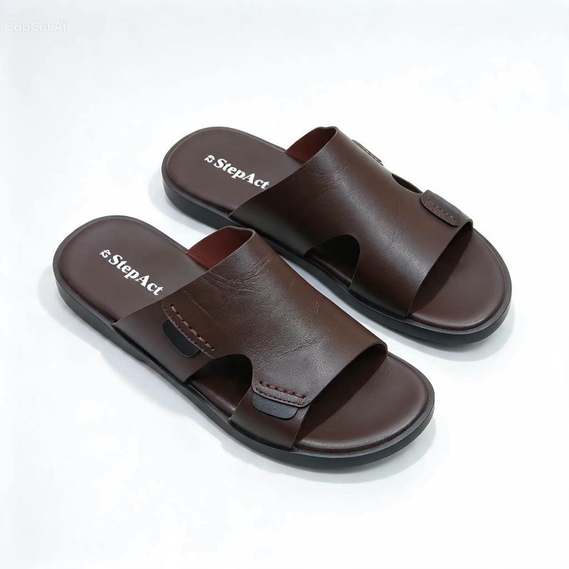 Casual Leather Slide Sandals for Men