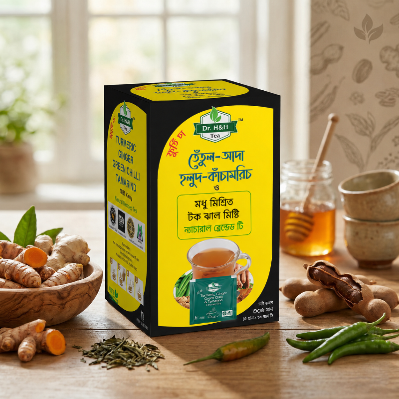 Dr. H&H Natural Organic Tea (তেঁতুল, আদা, হলুদ, মরিচ মিশ্রণ চা)