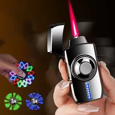 2-in-1 Metal Fidget Spinner and Dual Jet Flame Lighter
