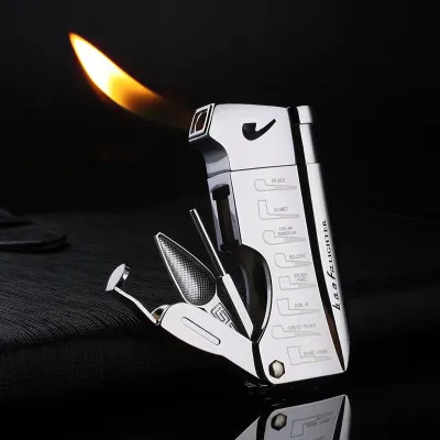 Luxurious Multifunctional Through-needle Smoking Pipe Flame Gas Lighter