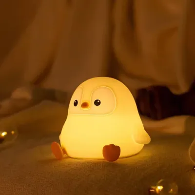 Cute Silicone Lamp Rechargeable Pat Penguin Night Light