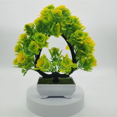  Bonsai Plastic Heart-Shaped Rose Flower Decoration