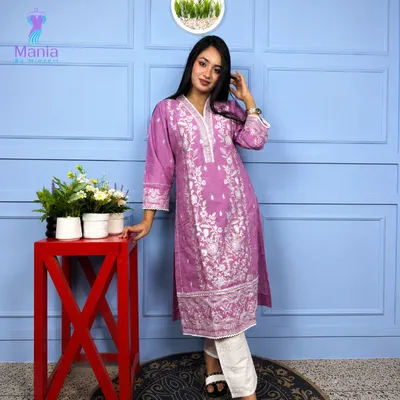 Dusty Rose Glow // All Over Embroidery Work Slub Cotton Fabric // Co-Ord’s 2PCS Set