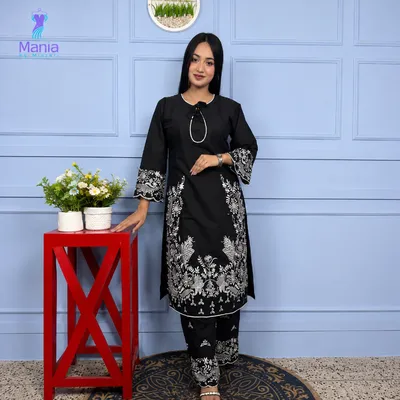 Midnight Elegance // Soft U-Cut Slub Cotton Fabric // Co-Ord’s 2PCS Set