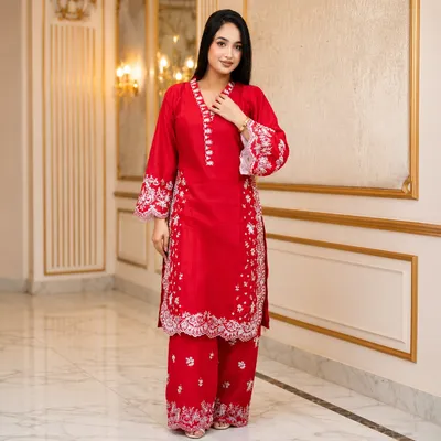 Color Riot // Cut Work Embroidery Work Cotton Fabric // Co-Ord’s 2PCS Set