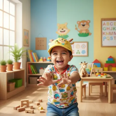 Sunny Deer 3D Cartoon Adjustable Baby Cap– Yellow, Ages 1–4