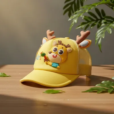 Sunny Deer 3D Cartoon Adjustable Baby Cap– Yellow, Ages 1–4