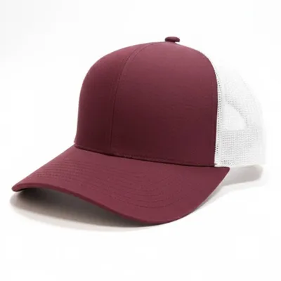 Maroon/White Trucker Snapback – Classic Mesh Back Baseball Cap