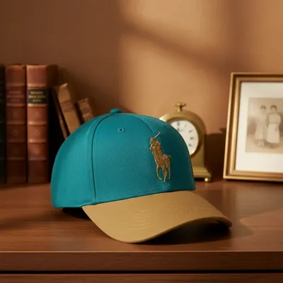 Polo Ralph Lauren Teal and Mustard Baseball Cap – Luxury Color-Blocked Style