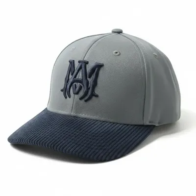 Amiri MA Light Grey & Navy Cap – Embroidered Logo Streetwear Hat